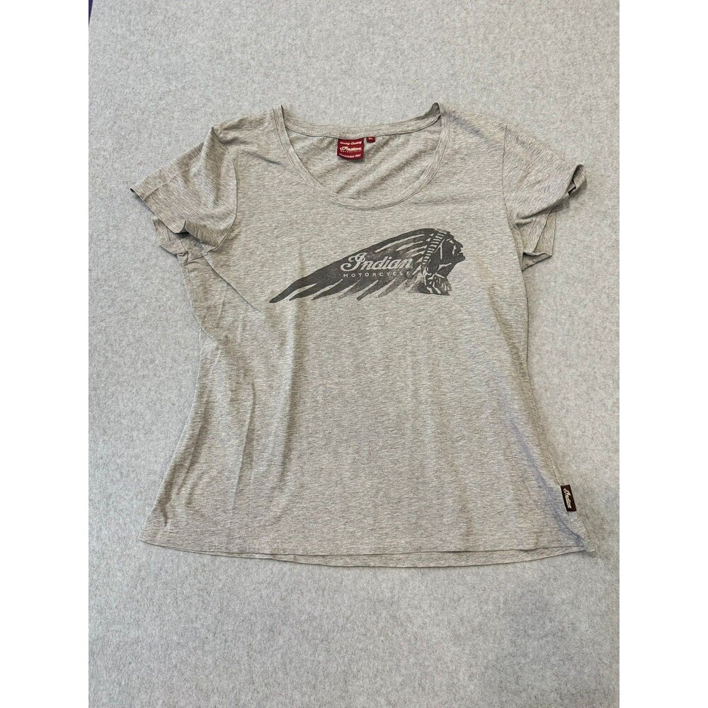 Indian Motorcycle T-Shirt Womens XL Gray Short Sleeve Logo Graphic Tee